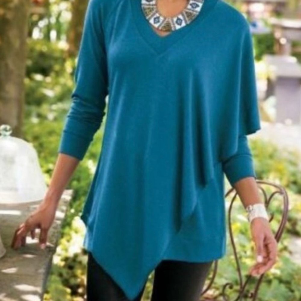 Soft Surroundings Madison Asymmetrical Cape Sweater Size XS